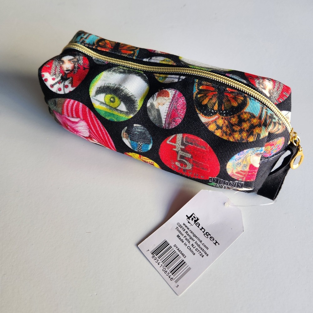 Ranger Dylusions Dyan Reaveley Canvas Accessory Pouch Zipper Bag NEW